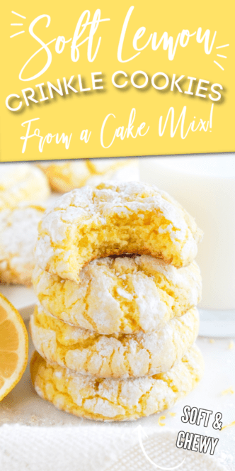 Stack of 4 Lemon Cookies with a bite out of the top