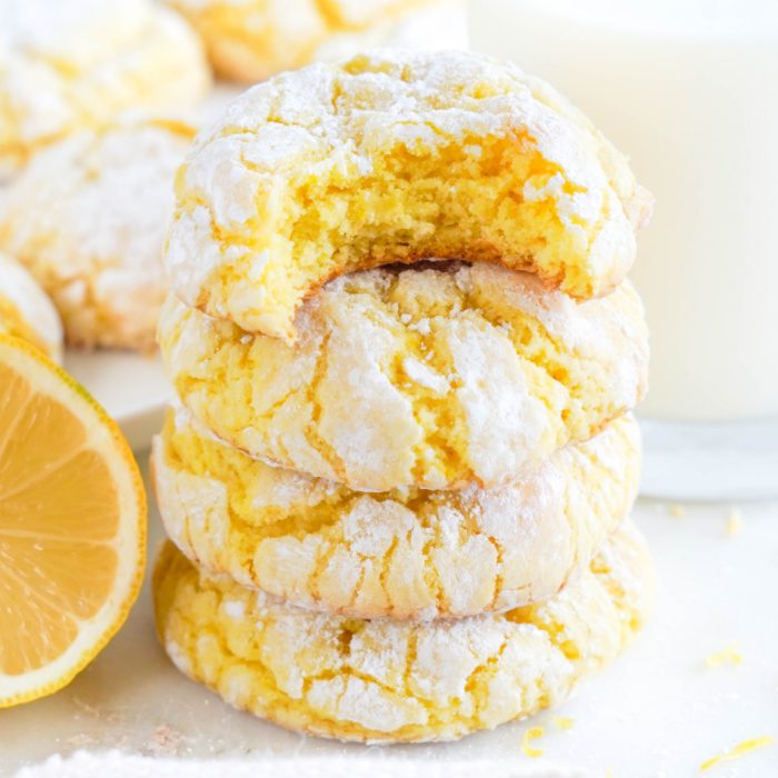 4 Lemon Crinkle Cookies stacked