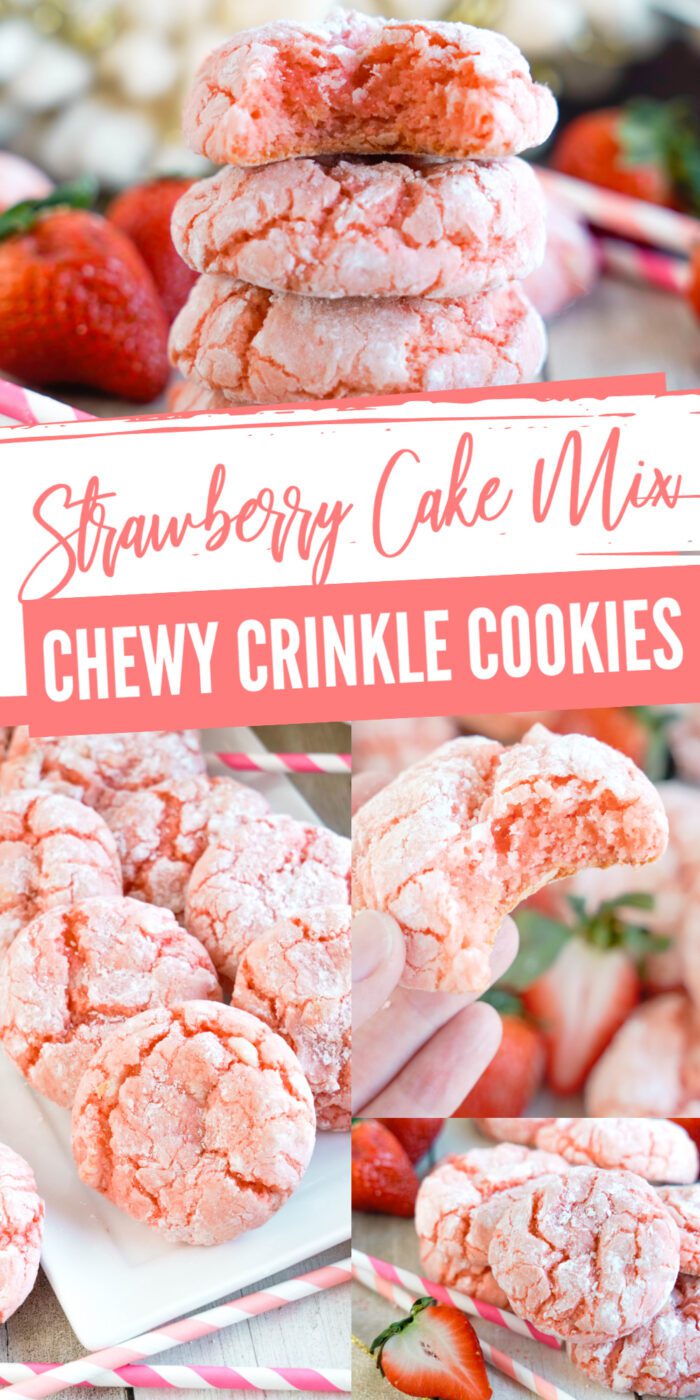 Strawberry Crinkle Cookies