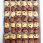 Easy Brookie Cookie dough balls in rows