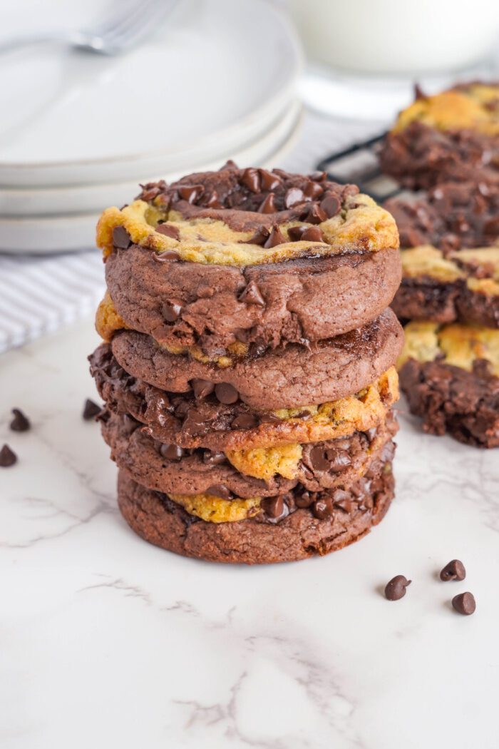 Brookie Cookies in a stack
