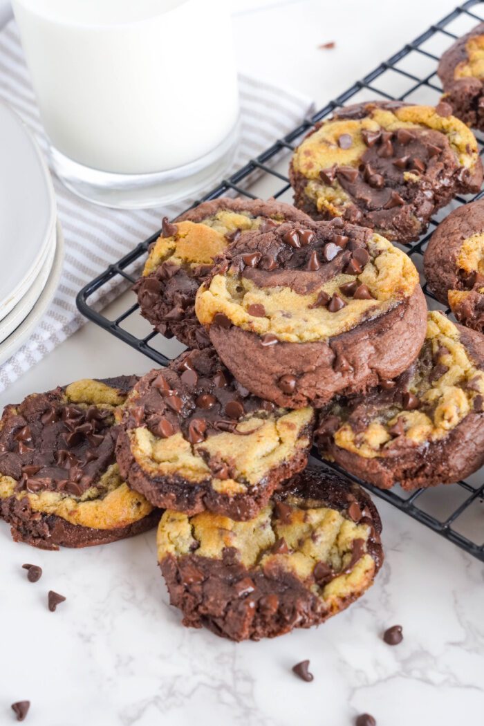 Easy Brookies piled on a cooling rack