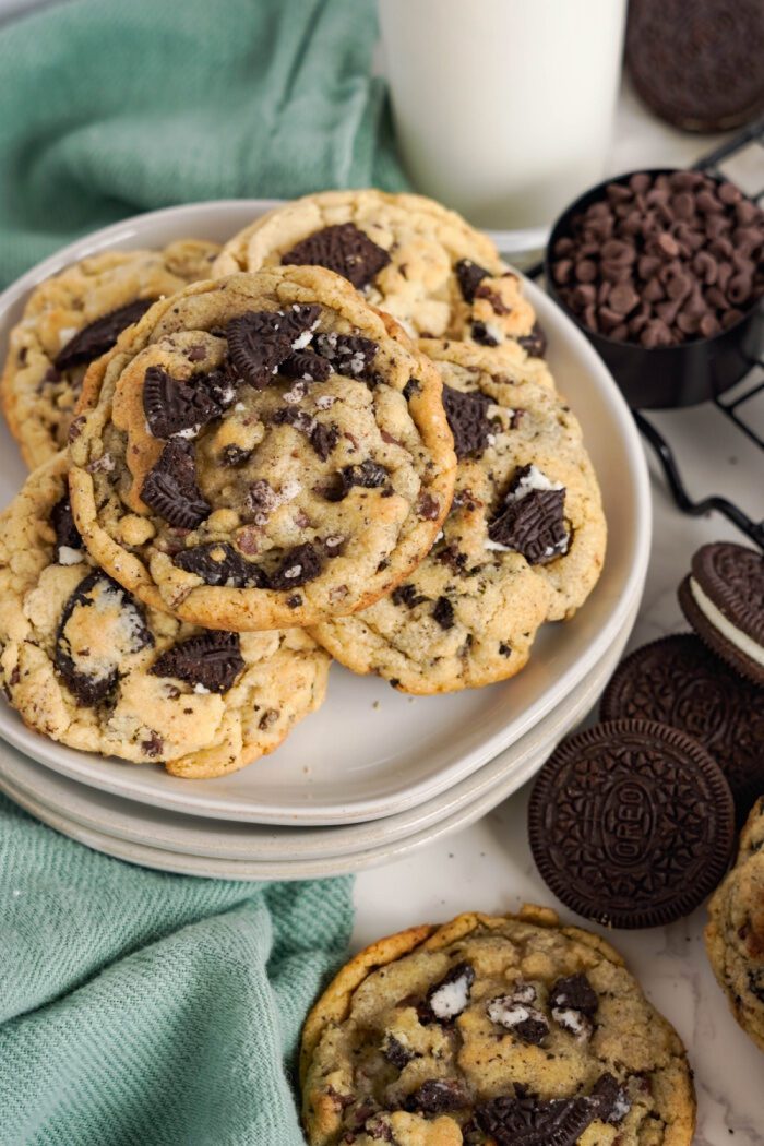 Oreo Chocolate Chip Cookies on a plate