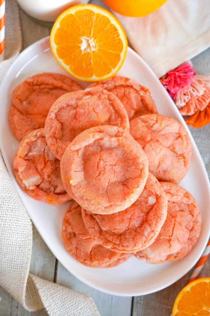 Above view of plate of Creamsicle Orange Cookies