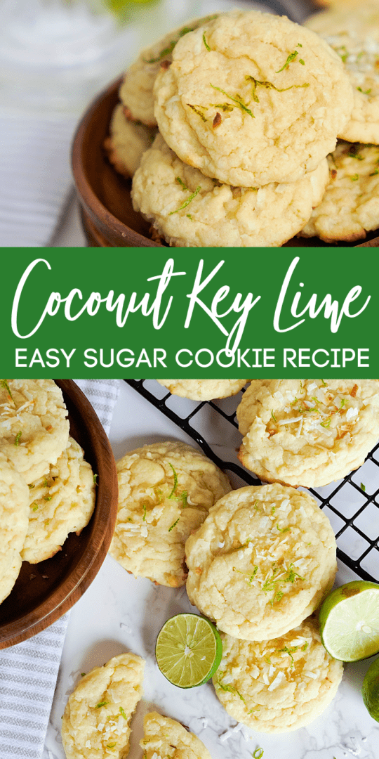 Key Lime Cookies spread out on platter and counter