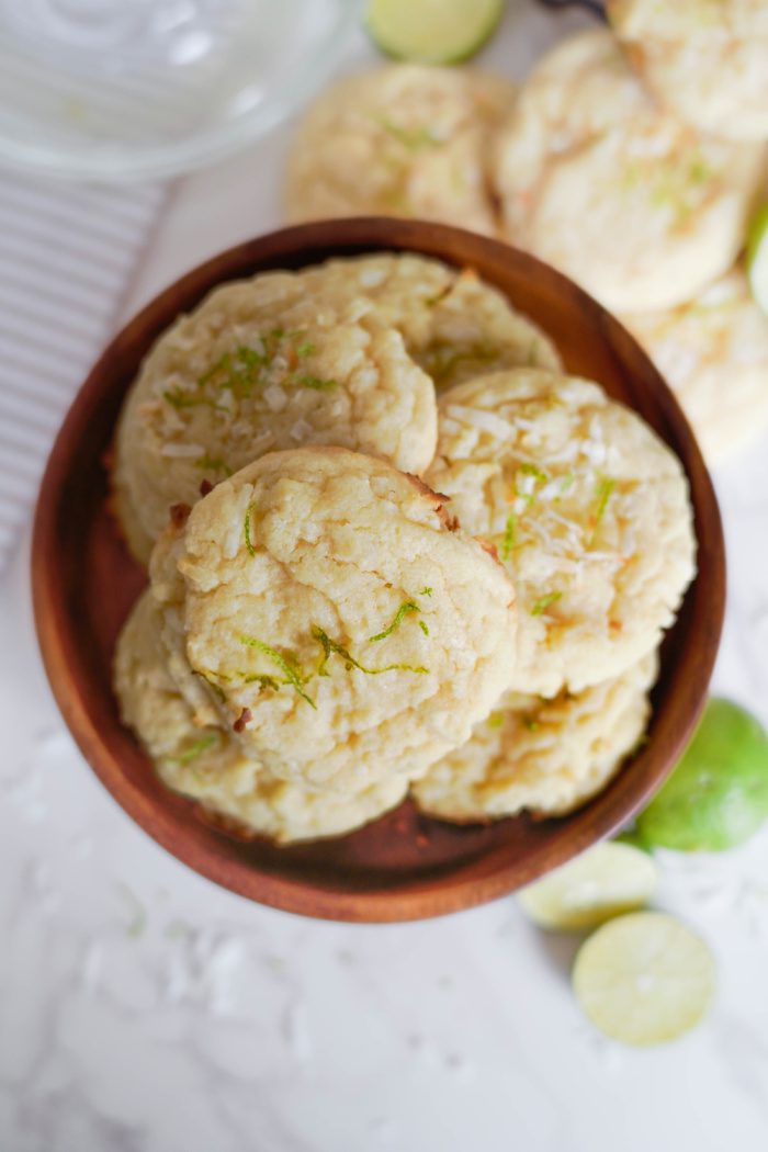 Coconut Lime Sugar Cookies in a bowl