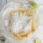 Key Lime Coconut Cookies mixing in dry ingredients