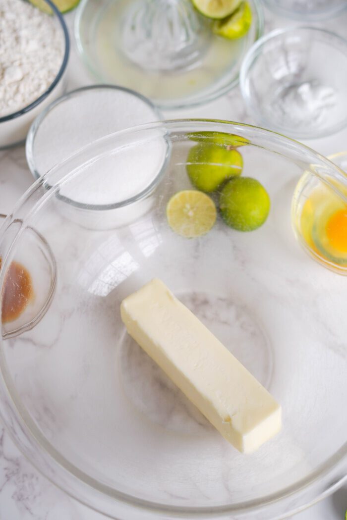 Key Lime Coconut Cookies preparing the butter