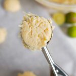 Key Lime Coconut Cookies scooped with cookie scoop