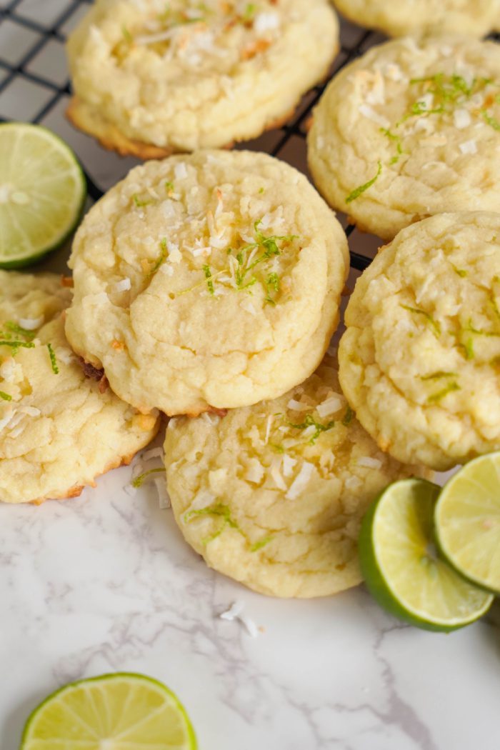Easy Coconut Lime Cookies in a pile