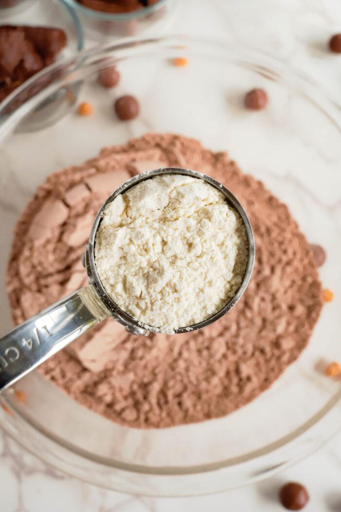 Candy Bar Brownie Cookies flour and brownie mix