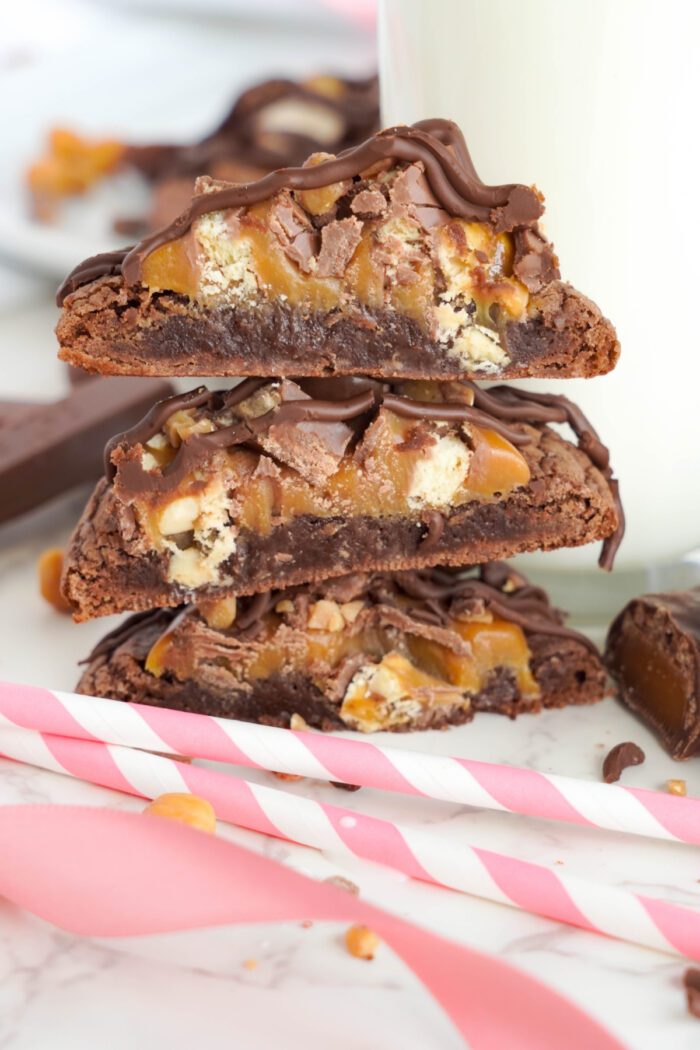 Candy Bar Cookies sliced and stacked