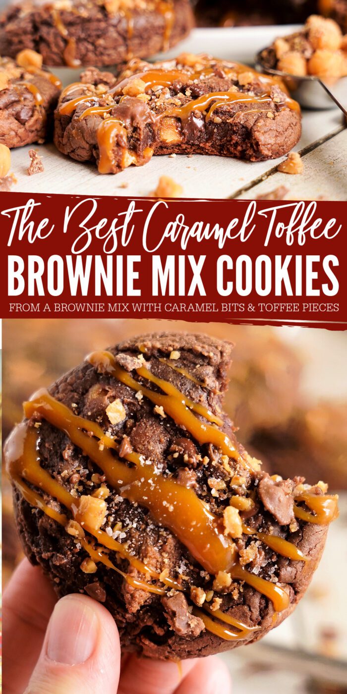 Caramel Brownie Toffee Cookies picture collage