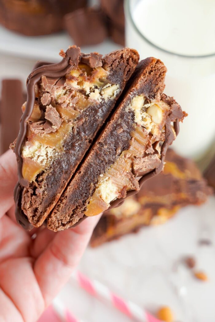 Candy Bar Cookies sliced in half