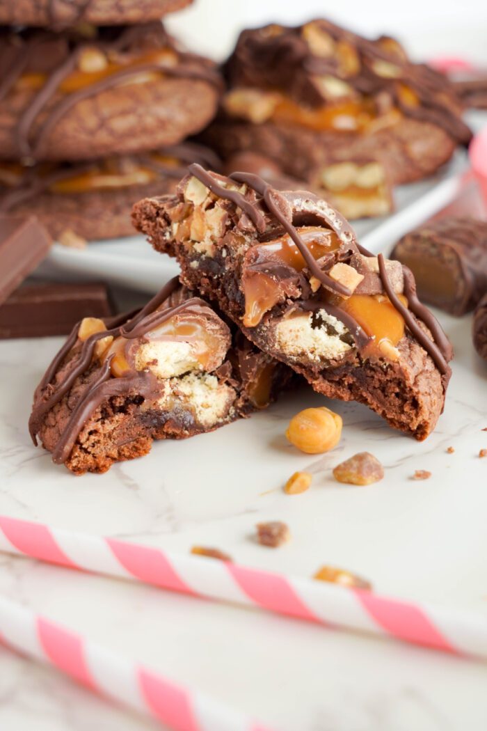 Candy Bar Cookies broken in half