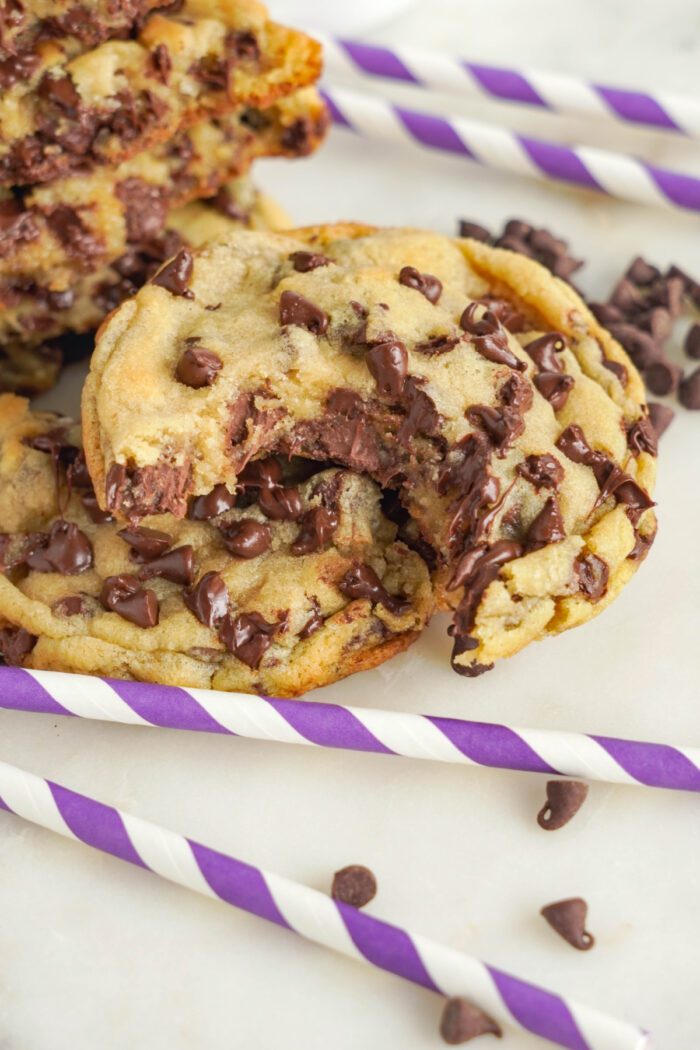 Easy Chocolate Chip Cookie with a bite taken out