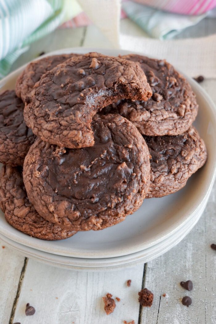 Easy Brownie Mix Cookies on a plate