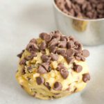 Chocolate Chip Cookie dough balls on baking sheet