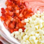 Strawberry Cake Mix Cookies and adding strawberries and white chocolate chips to dough