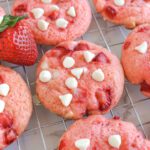 Strawberry Cake Mix Cookies cooling on cooling rack