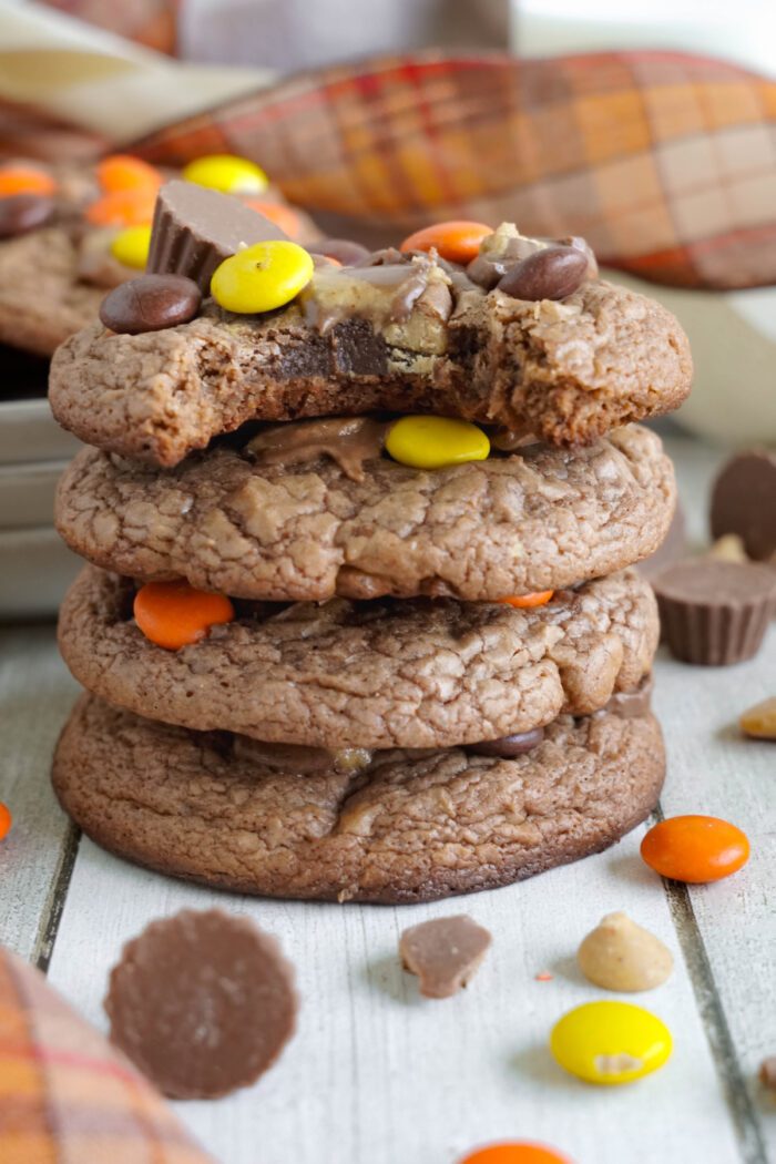 Reese's Brownie Mix Cookies stack of 4