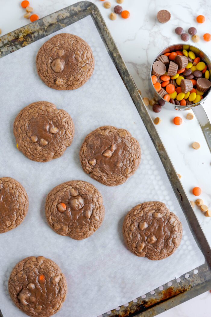 Reese's Brownie Mix Cookies baked