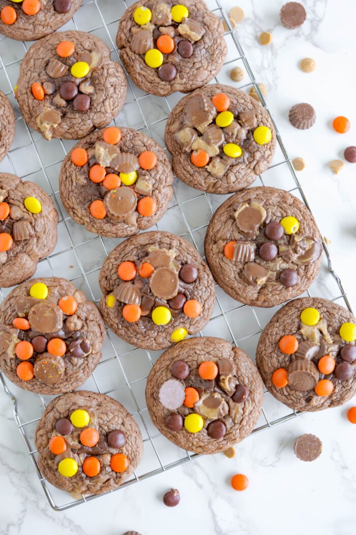 Reese's Brownie Mix Cookies with toppings