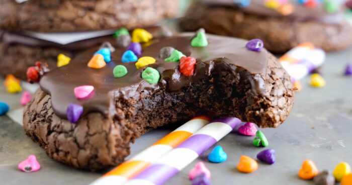 Cosmic Brownies Cookies with a bite taken out