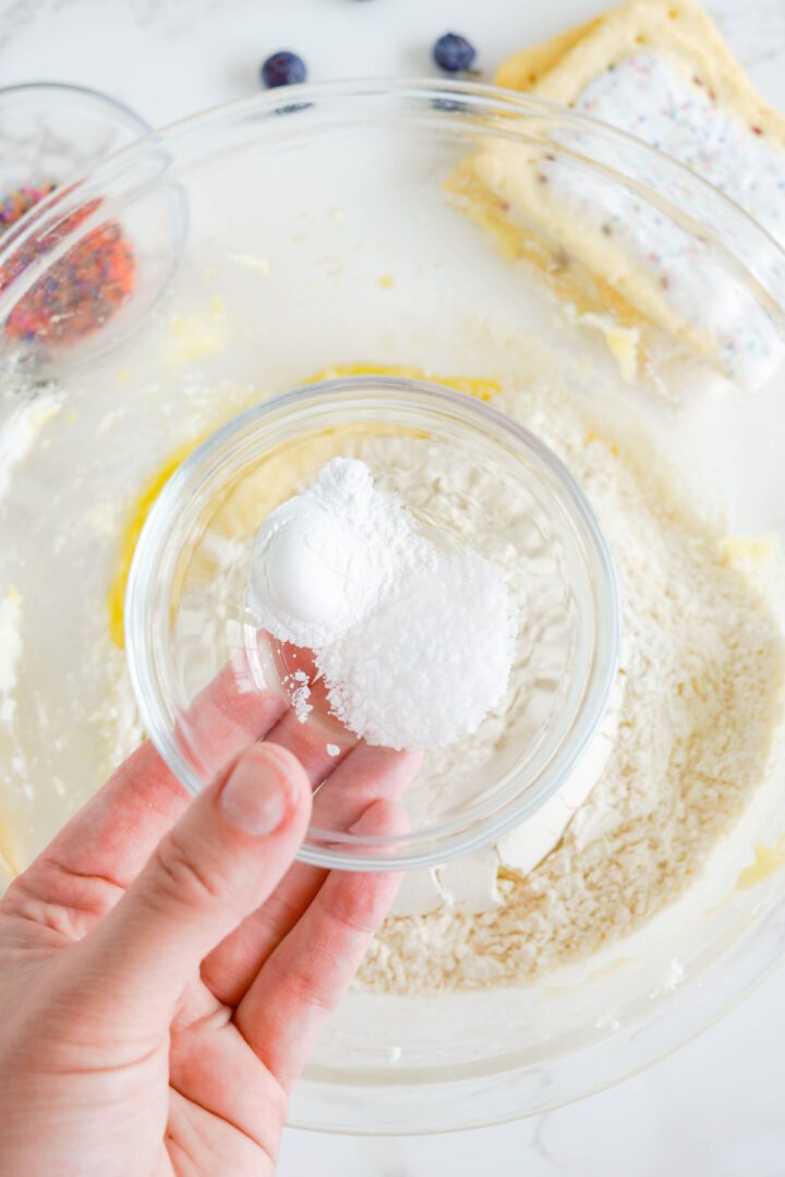 Blueberry Pop Tarts Cookies Recipe adding baking powder and salt
