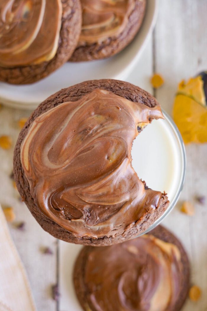 Peanut Butter Brownie Cookies with Milk