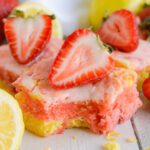 Strawberry Lemonade Brownie Bars with Cake Mix