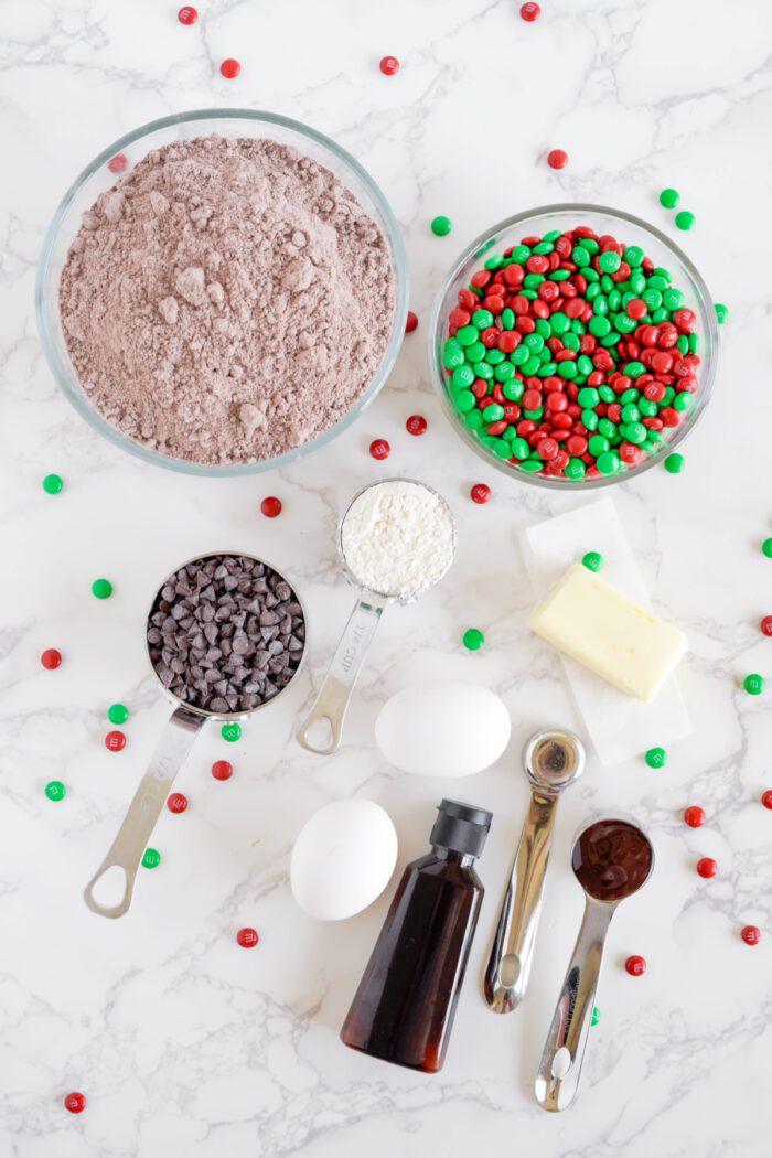 Christmas M&M Chocolate Brownie Cookies Ingredients