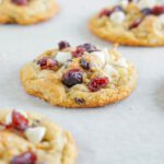 Cranberry Oatmeal Cookies baked on a baking sheet