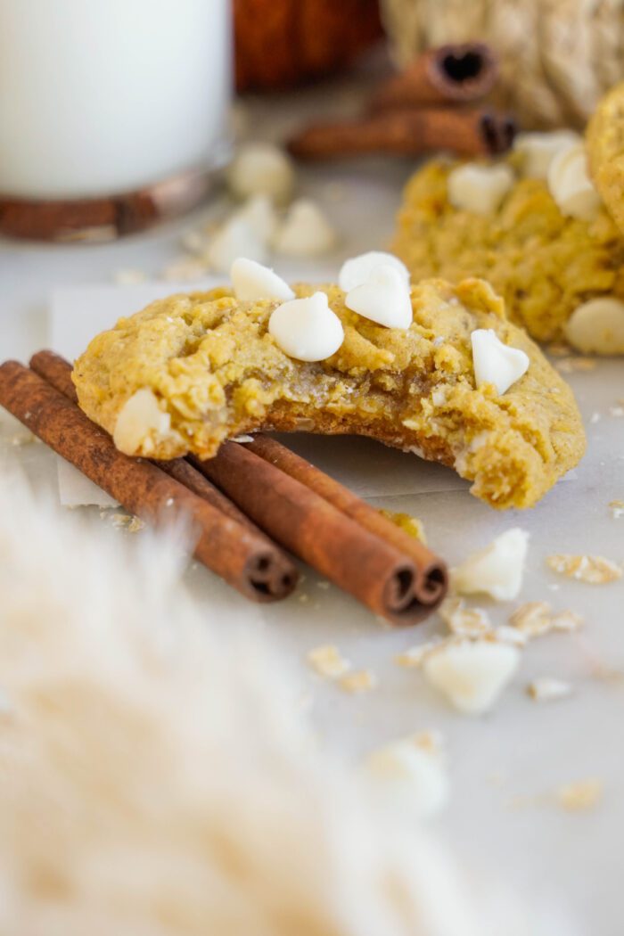 Pumpkin Oatmeal Cookie with cinnamon sticks