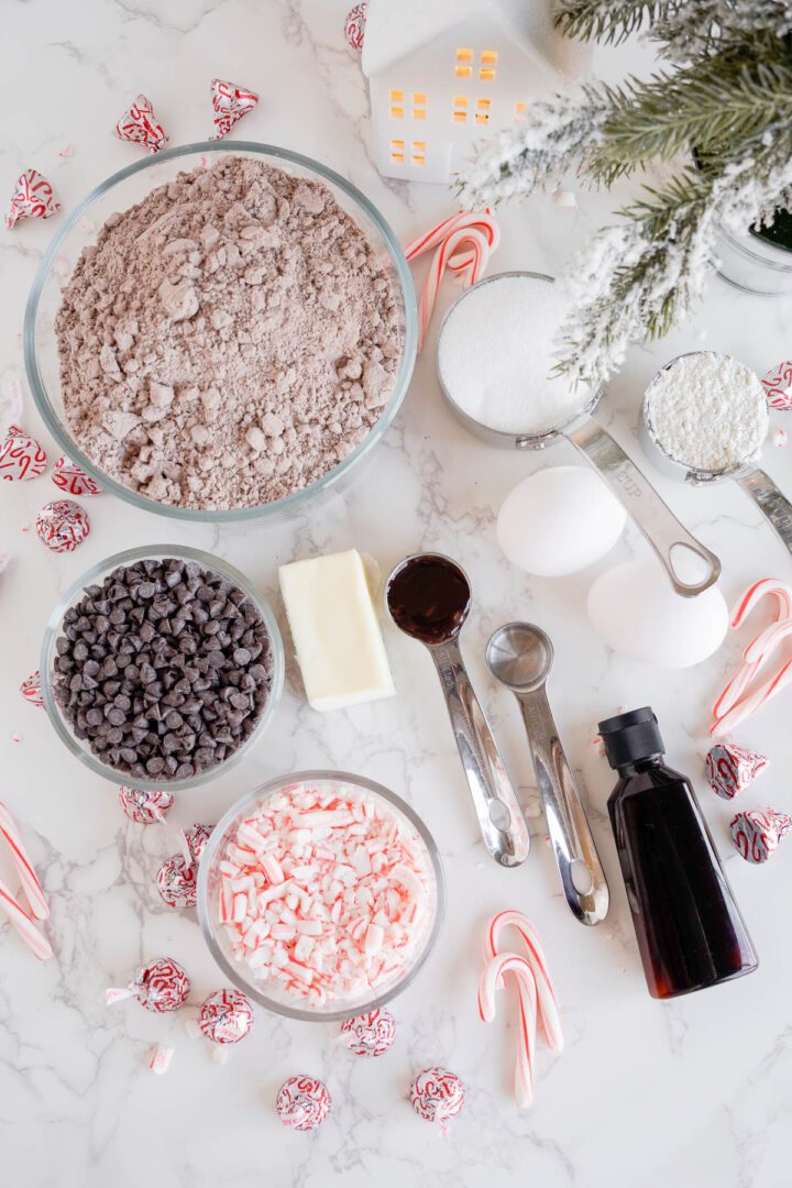 Ingredients for Peppermint Brownie Bites