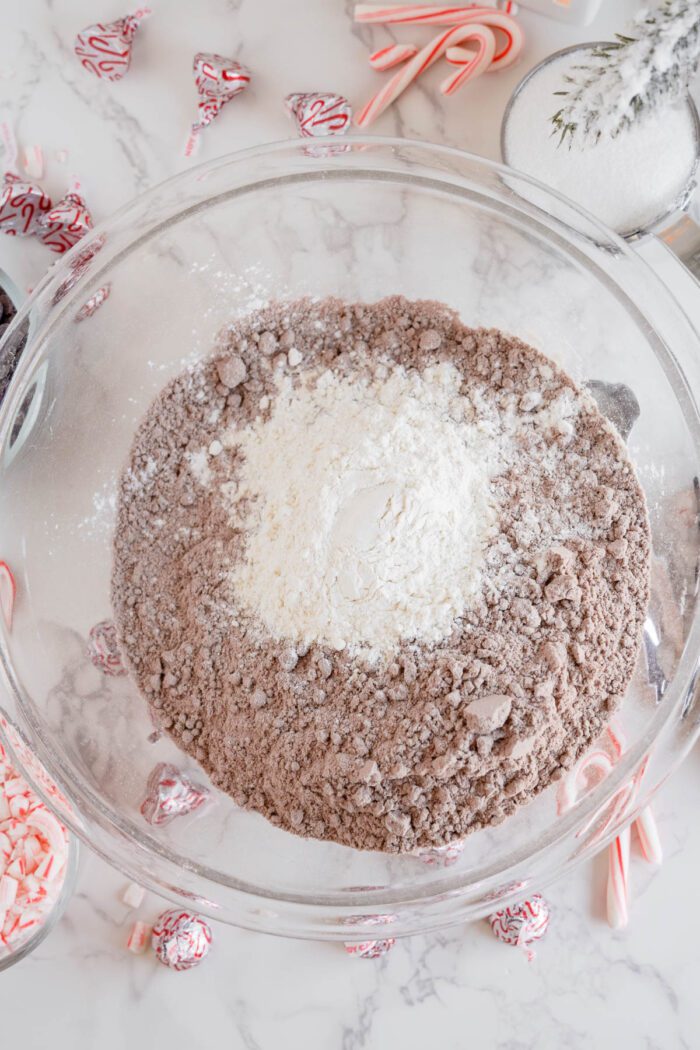 Peppermint Brownie Bites in bowl