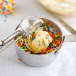 Funfetti Cookie dough balls rolled in sprinkles