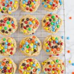 Peanut Butter M&M Cookies on Cooling Rack