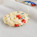 4th of July Cake Mix Cookies on Baking Sheet