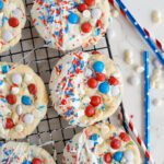 4th of July Cake Mix Cookies on Cooling Rack