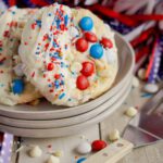 4th of July Cake Mix Cookies on plate