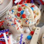 4th of July Cake Mix Cookies on platter