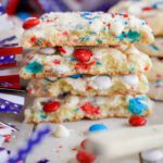 4th of July Cake Mix Cookies stacked