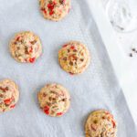 Cherry Cookies baked on a baking sheet