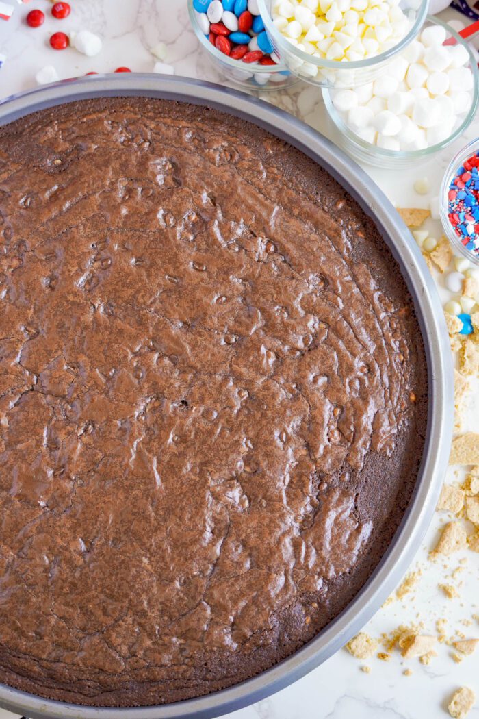 4th of July Brownie Pizza baked