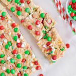 Christmas Cake Mix Cookie Bars sliced into squares