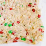Christmas Cake Mix Cookies dough pressed down in baking pan