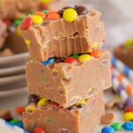 Peanut Butter Fudge with M&Ms