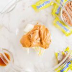 Butterfinger Cookies mixing butter and peanut butter together